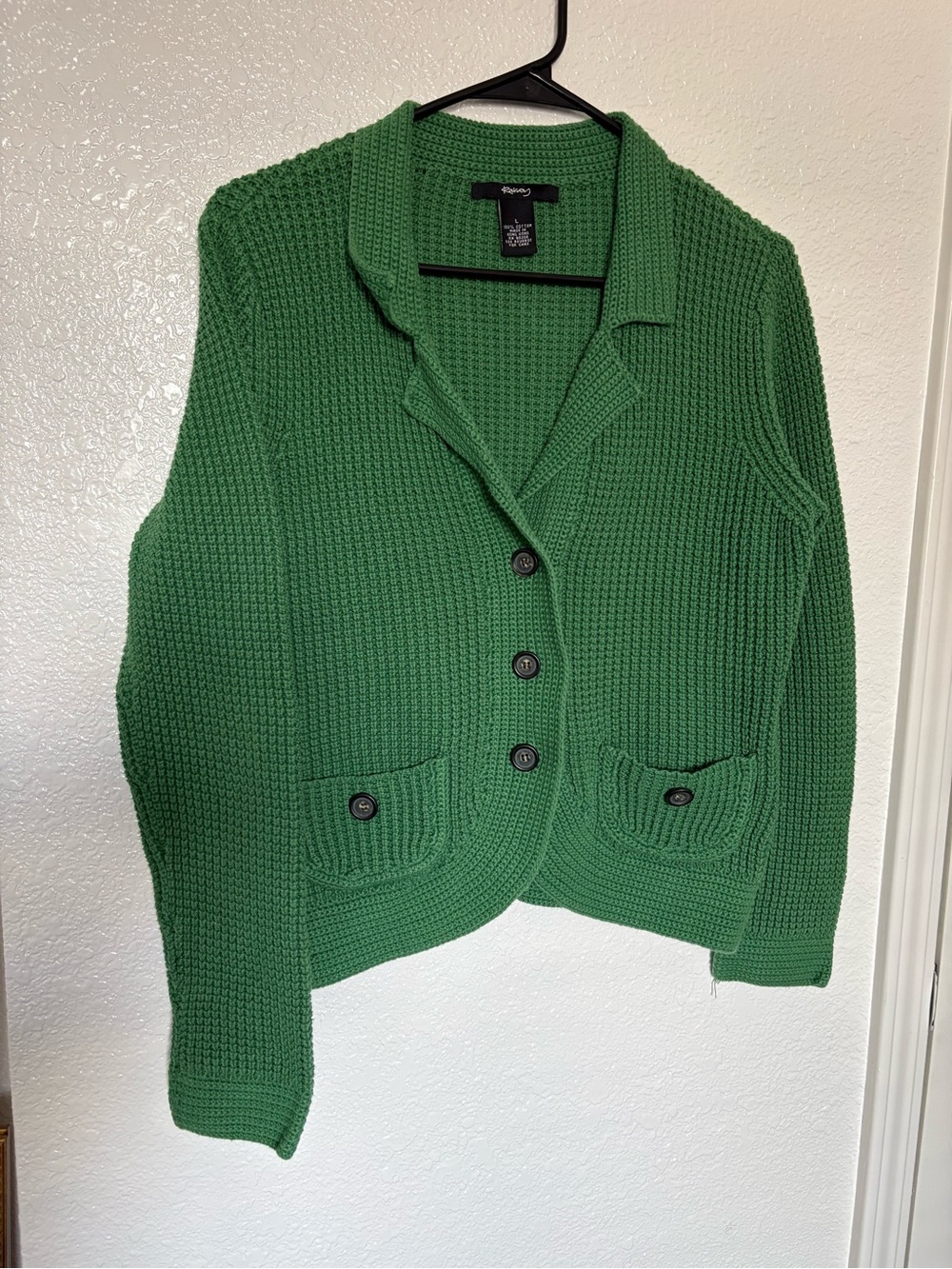 Raisey Green Textured Knit Button-Up Cardigan